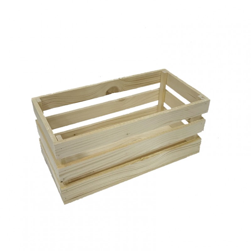 008000 | CASSETTA LEGNO 2 VASI 38x19,5x17cm-natur