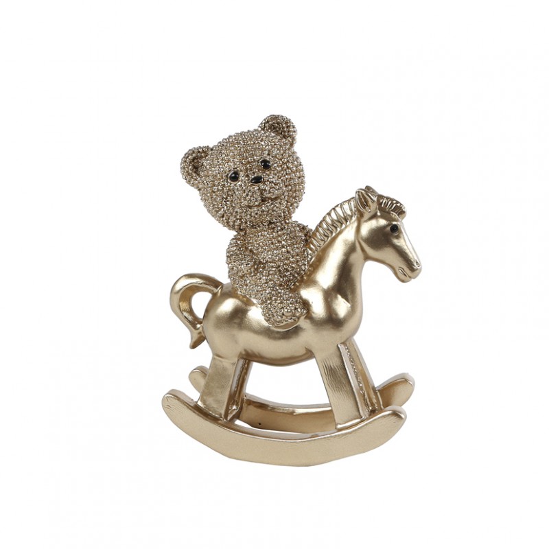 012696 | ORSO GLITTER SU DONDOLO H11cm - gold