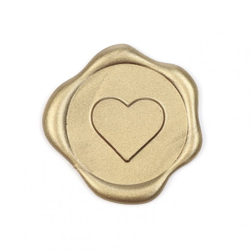 Sigillo cuore cera 4x4 cm 6pz - oro