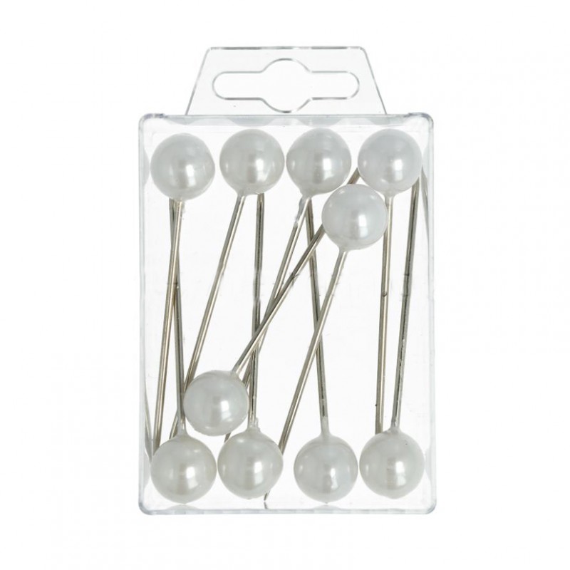 1360-28 | SPILLI C/PERLA MM15 MM75 10 pz - bianco