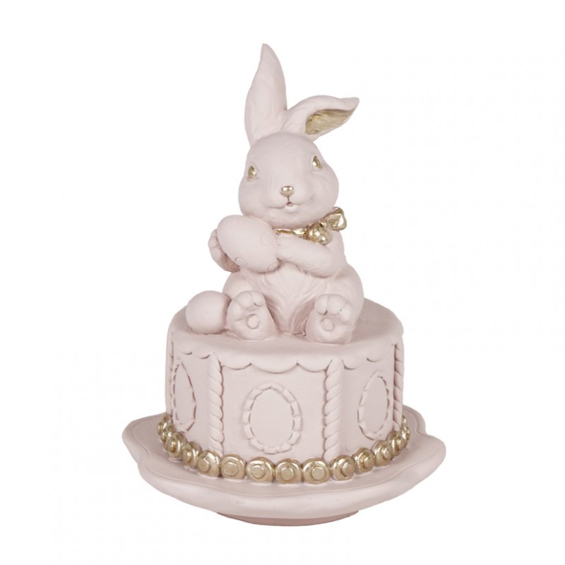 Coniglio resina su torta h17cm- rosa/oro