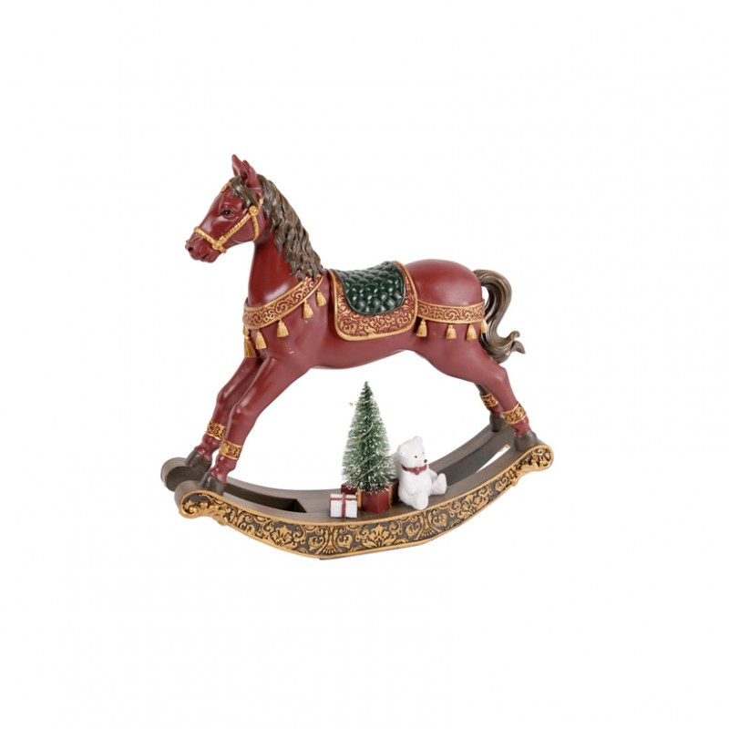 Cavallo dondolo resina 14x14cm - burgund