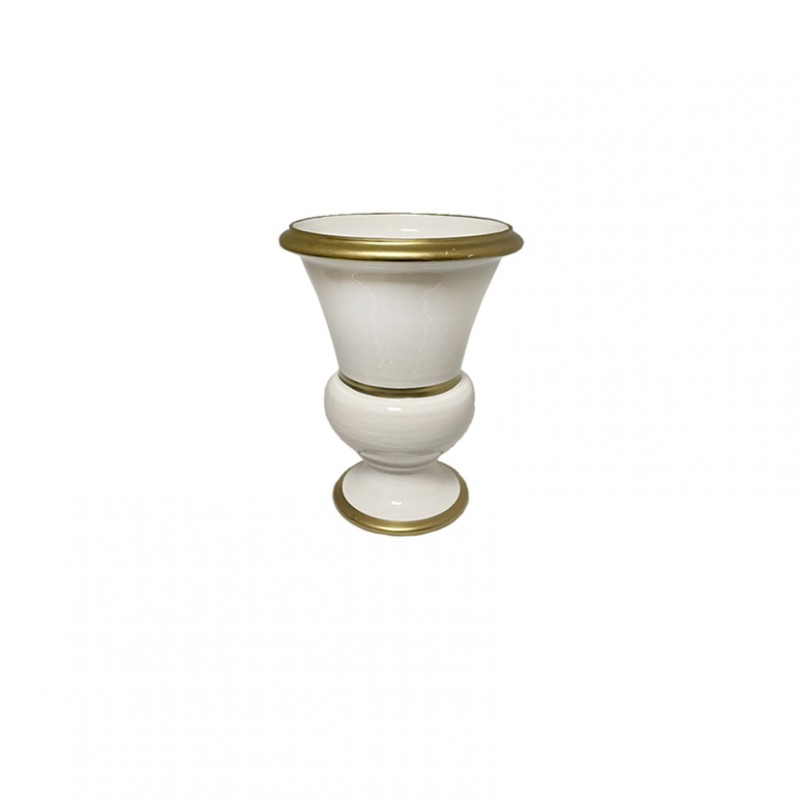 2078/20ORO | COPPA TERRACOTTA D16,5 H22CM -bianco/oro