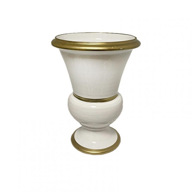 2078/30ORO | COPPA TERRACOTTA D24 H32,5CM -bianco/oro