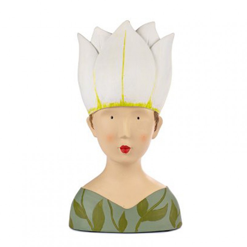 2235837 | BUSTO LADY C/FIORE poly resina H32 cm