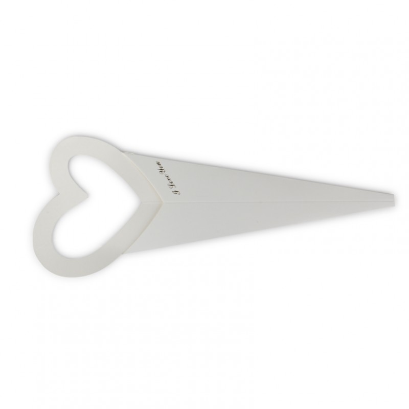 Cono portarose cuore 46,5cm 12pz -bianco