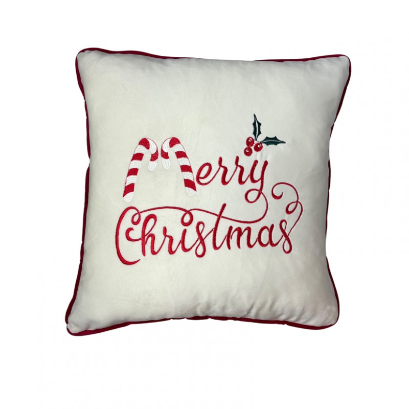 Cuscino merry christ.47x47 velluto-panna