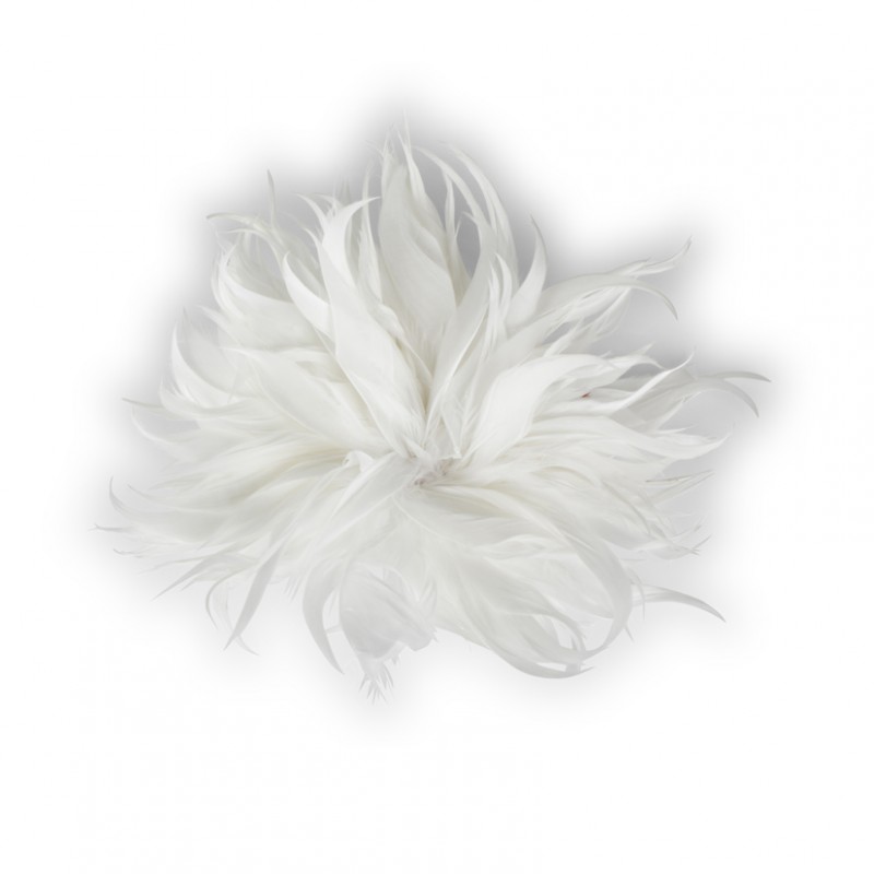 Fiore piume c/clip 17/20cm 2pz - bianco