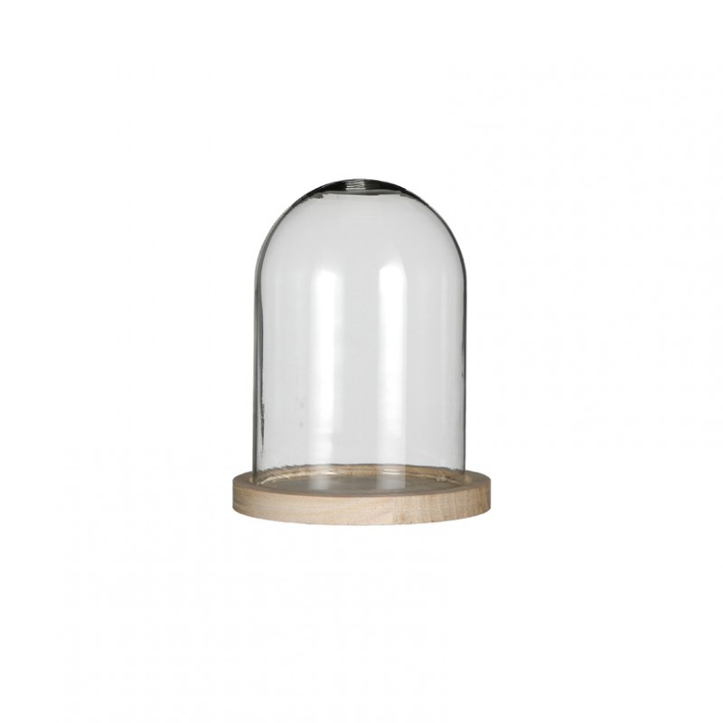 29422 | CAMPANA VETRO BASE LEGNO D12 H13 cm