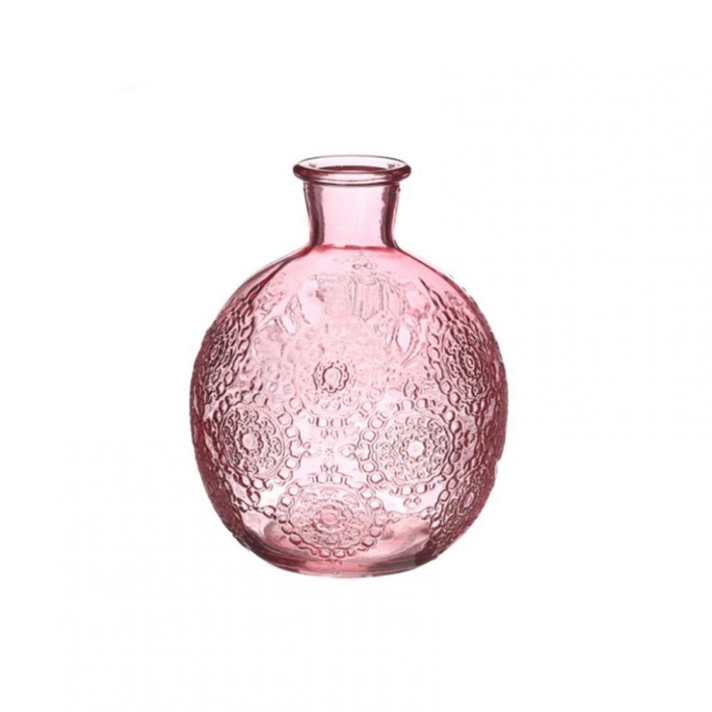 Bottiglia vetro bologna d9,5 h12cm-pink