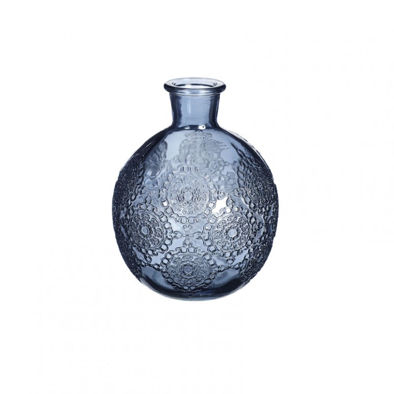 Bottiglia vetro bologna d9,5 h12cm-blu s