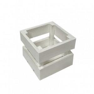 CASSETTA LEGNO 1 VASO 13x13xh11cm-bianco