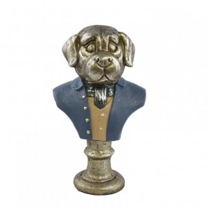 BUSTO CANE H38 cm - blu/argento