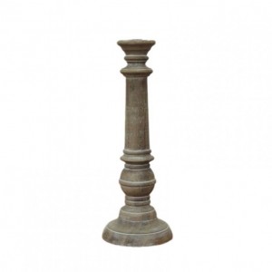 CANDELABRO LEGNO D13 H36 cm - sbiancato