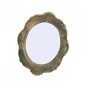 VASSOIO OVALSPECCHIO/MET 60X48 -verde/or