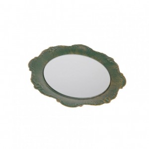VASSOIO TOND SPECCHIO/MET D35cm-verde/or
