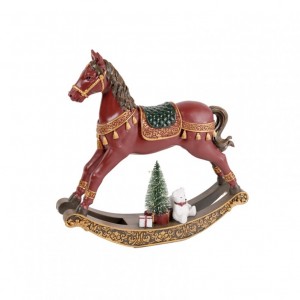 CAVALLO DONDOLO RESINA C/LUCE 29cm-burgu
