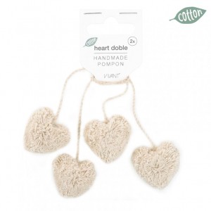 CUORE DOPPIO POMPON 2pz D3 CM- crema
