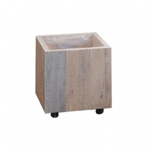 WOODEN CONTAINER W / WHEELS 38X38XH40,5 cm