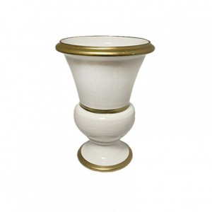 COPPA TERRACOTTA D24 H32,5CM -bianco/oro