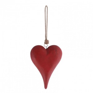 WOODEN HEART from APP. 15 * 4 * 34cm - red
