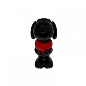 CANE snoopy RESINA C/CUORE H27 - black