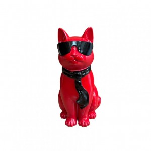 GATTO RESINA C/OCCHIALI H40- red