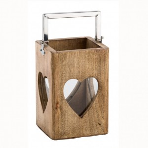 LANTERNA LEGNO C/CUORE 16XH14cm -sc50%
