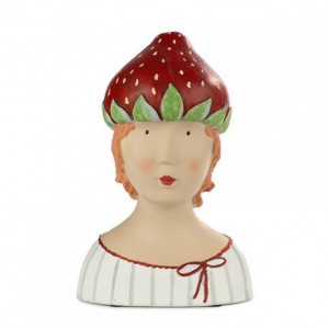 BUSTO LADY C/FRAGOLA poly resina H26 cm