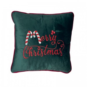 CUSCINO MERRY CHRIST.47X47 VELLUTO-verde