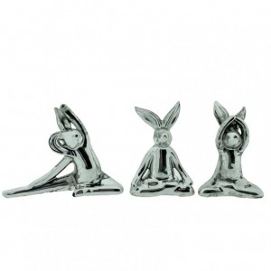 CERAMIC RABBIT H19,5cm 3mod.-silver