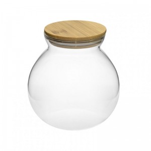 GLASS JAR D15 H16 CM wooden cover