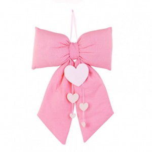 PADDED BOW W / HEARTS - pink