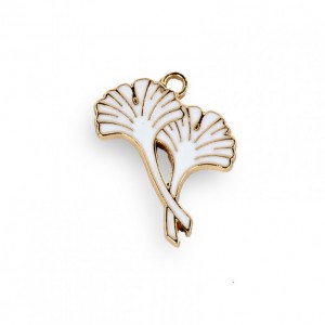 GINGKO LEAF 12 pcs - white / gold