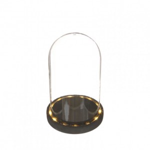 GLASS BELL D14 H21,5 cm w / led-black