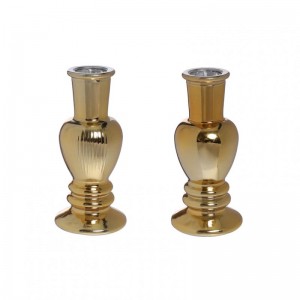 PORTACANDELA VETRO VENICE D5 H11,3cm-oro