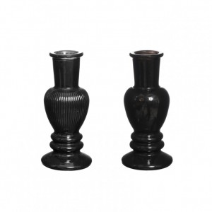 PORTACANDELA VETRO VENICE D5 H11,3cm-ner