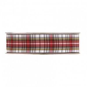 N/TARTAN 25MM 20MT - white red