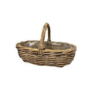 CESTO RATTAN C/MANICI 52X33 H15/35 -nat