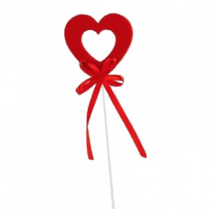 CUORE PICK C/FIOCCO 20cm 12pz - rosso