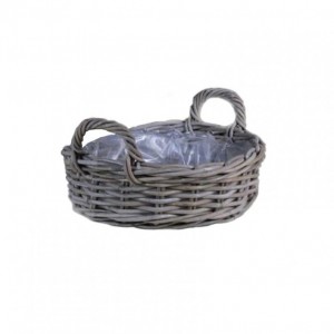 CESTO RATTAN C/MAN. D42 H14/23-grigio