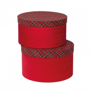 SCATOLE TARTAN S/2 D27,5H16/D25H15 - red