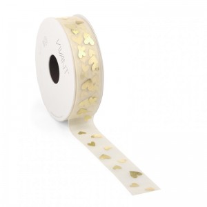 N/ORGANZA HEARTS 25mm 20mt - oro