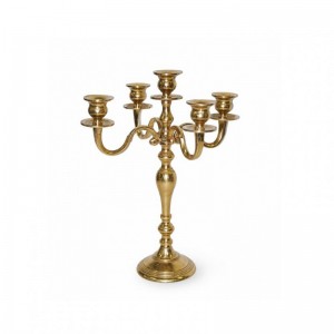 CANDELABRO ALLUM H40 5fuochi RG-raw gold