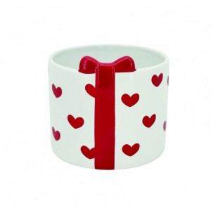 VASO CERAMICA C/CUORI D10 H9 - bianco