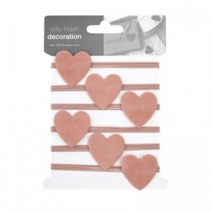 VELVET HEART DECORATION 6PCS - pink marble