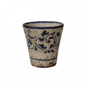 VASE TERRACOTTA SMALT. DEC. H14-blue