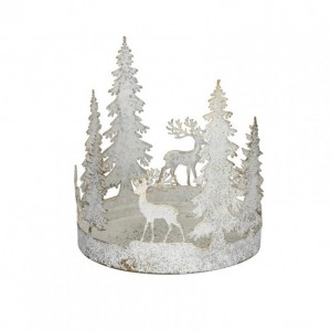 VASSOIO FORESTA FERRO D17 H15-cream/gold