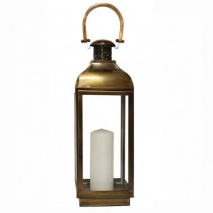 LANTERN W / STEEL HANDLE 30X30XH77-gold