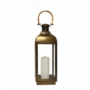 LANTERN W / STEEL HANDLE 20X20XH70-gold